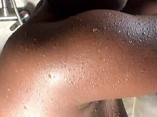 Massive big black cock pounds chubby bbw hard in bathroom with intense creampie squirting action