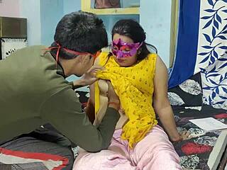 Indian muslim girl and guy have intense sex at home in hindi video