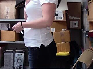 Raven argues with officer before getting her tight spot pounded hard in office reality scene