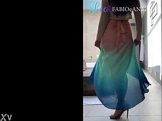 Sensual mature brazilian woman dances provocatively outdoors in panties and nylon captivating her voyeur audience with curves