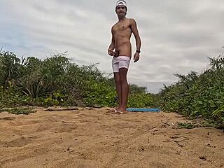 hey, check out this intense handjob and cumshot on the beach with african vibes