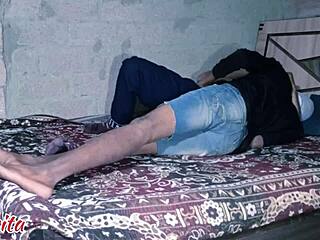 step into this wild interracial homemade massage with sexy amateur wife and her tall roommate in the bathroom, fingering and spitting in nasty domination play