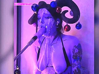 passionate devil contrasts cum-filled blowjobs with huge toy action