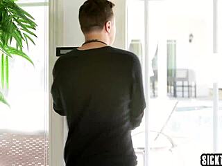 Perverted teen 18+ with big tits eagerly sucked on guy's massive hard cock