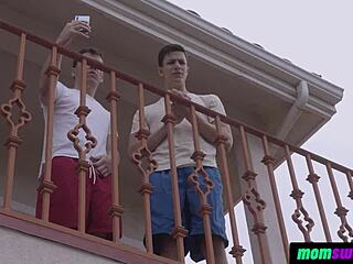 Desperate Moms Got Caught in Raunchy Situation by Guys in Bikini 4Some