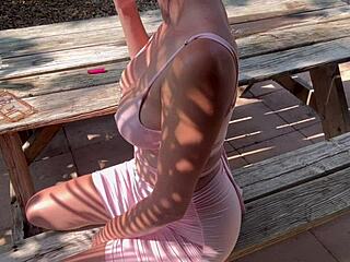 Intense Italian Big Tits Milf Artemisia Love Flaunts Horny Vibes Outdoors In Tight Dress