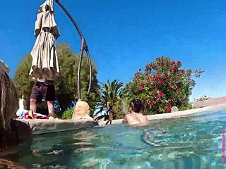 ebony pornstars nina rivera and sully savage dive into underwater adventures in the pool