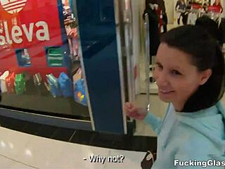 Oh yeah, let's fuck hard in this public restroom until I cum! Mazy teen glasses orgasm outdoor.