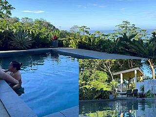 Outdoor Anal Blowjob Creampie with Amateur Asian Girlfriend in Costa Rica Pool Domination