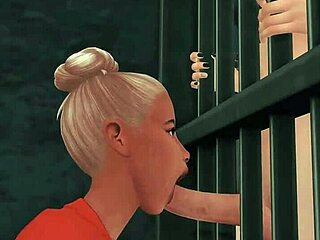 damn! this perverted futanari cop sets up brutal anal pounding and facefuck for the sexy prisoner in wild sims anime hentai sfm!