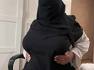 Will This Horny Arab Milf Guide Your Interracial Handjob to Massive Cumshot with Her Big Tits Tease?