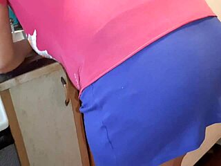 I felt so thrilled secretly touching myself in panties while she prepared dinner right in front of me