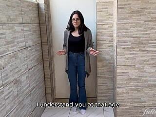 Reluctant milf hides her dirty secret with cum-covered blowjob and deepthroat action!