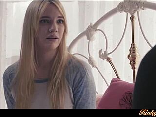 This blonde girlfriend starts with erotic kissing and muff diving, then rides her boyfriend in passionate doggystyle action on the bed.