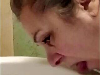 bdsm amateur housewife performs solo maledom session with dildo toys bondage spanking outdoors