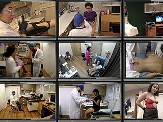 Oh wow, perv doctor plays with pierced nipples and pussy in latex gloves!