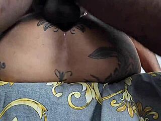 Teasing a hot bbw friend with deep anal massage in the bedroom