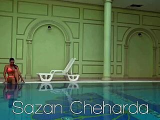 why is hungarian babe sazan cheharda swimming naked in the pool, teasing with big tits and ass?