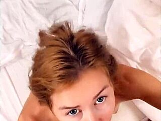 petite blonde babe wakes up to dick in wet pussy for morning blowjob and cumshot on cute face