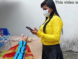 salesman casually fucks hot curvy latina with big natural tits in bedroom