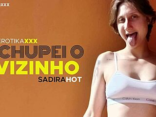 Hey, check out Sadira Hot in this erotic amateur trailer where she teases her neighbor with a steamy blowjob!