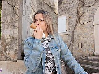 romantic outdoor walk with a remote-controlled vibrator buzzing in my pussy