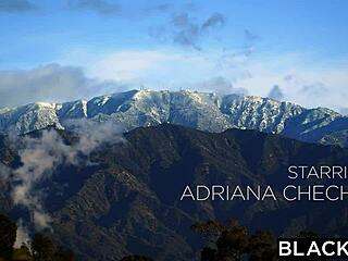 Brunette adriana chechik in lingerie takes deepthroat choking double penetration from trio of big black cocks