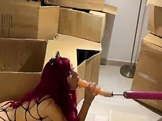 my sex machine with huge dildo for teen 18+ cat girl sucking toy in hardcore fetish blowjob