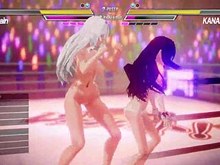 Intense Lesbian Battle With Detailed Kissing And Licking Actions In Competitive Game