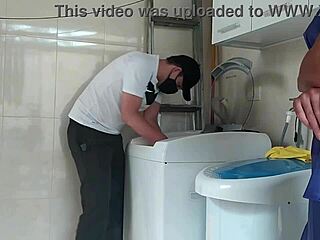 Hey technician, come fix my washing machine while I tease you with my curvy wet body outdoors.