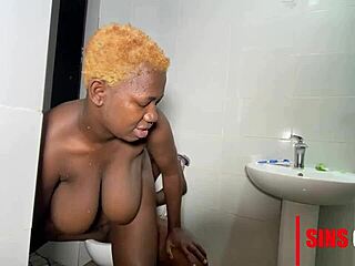 Ebony wife rides big cock doggystyle for hardcore fucking and massive cumshot on sexy big ass