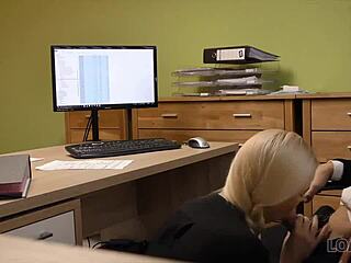 Naughty agent performs sex casting with teen 18+ in loan office