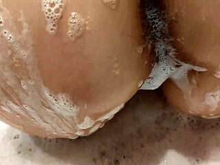 Big tits beauty plays in bathroom with perfect body pov