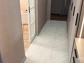 driver fucked wife stuck in sofa with big cock creampie