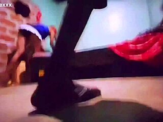 The cute pornstar flaunts her sexy legs in a short skirt, captivating with her beautiful skinny black slut vibe.