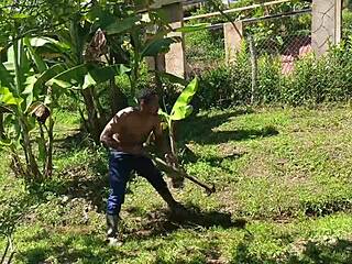 Watch This Muscular Black Bodybuilder Emerge Naked from Pool to Dominate Curvy Latina Boss!