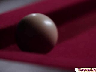 uh, i try to teach my young friend how to play billiard, ya know