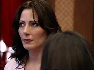 classy milf in taboo roleplay fantasy gets banged hard in doggystyle bent over position during full movie group storyline with cumshot finish