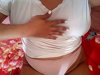 tight pussy latina milf squirts solo while masturbating with huge tits and wet panties in bedroom