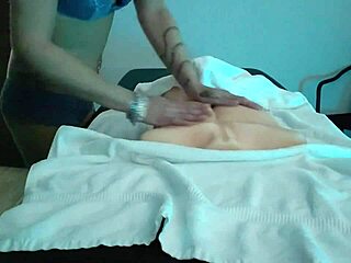 Massage session with beautiful Emy Angel turns into sensual masturbation experience.