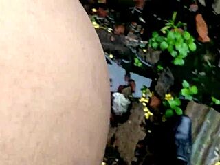 Caught cheating lover getting rough outdoor anal in dense jungle with big cock creampie