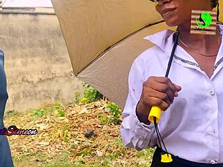 Lagos school girl rides and bends over for doggystyle creampie in amateur anal quickie