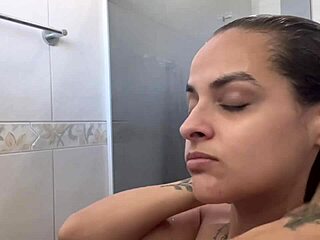 Brunette Lady Masturbates With Cumshot On Small Tits In Brazilian Milf Action