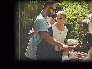 foster learns manners the hard way in curvy milf threesome blowjob scene