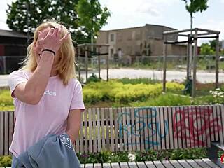 german scout picks up skinny mature melisa rose for rough no condom casting fuck with cum on ass