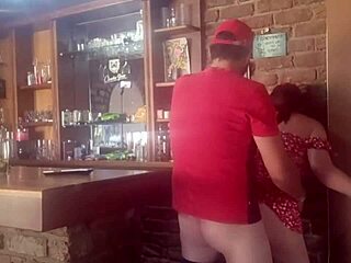 Oh my god, this brunette MILF in dress moans so loud getting fucked doggystyle!