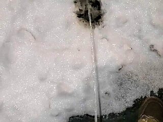 Daring Outdoor Public Urination Act in Open Space