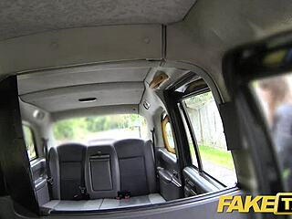 fake taxi brunette takes pov cock deep in ass for balls-deep anal in car