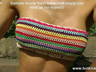 hotkinkyjo bends over outdoors for extreme self anal fisting and prolapse at castle stairs