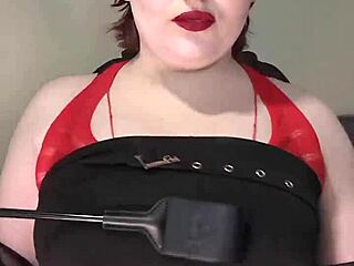 Riding crop slaps all over curvy bbw ass and big natural tits in solo spanking session.